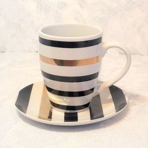 Delicate Coffee Cup Saucer Set Black White Gold